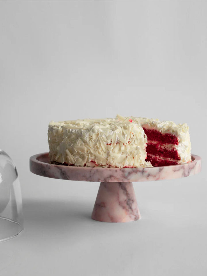 Crimson Marquina Marble Pedestal Tray - Vakkerlight