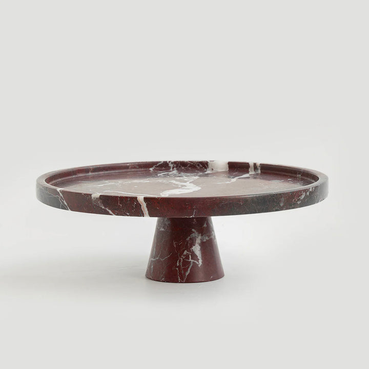 Crimson Marquina Marble Pedestal Tray - Vakkerlight