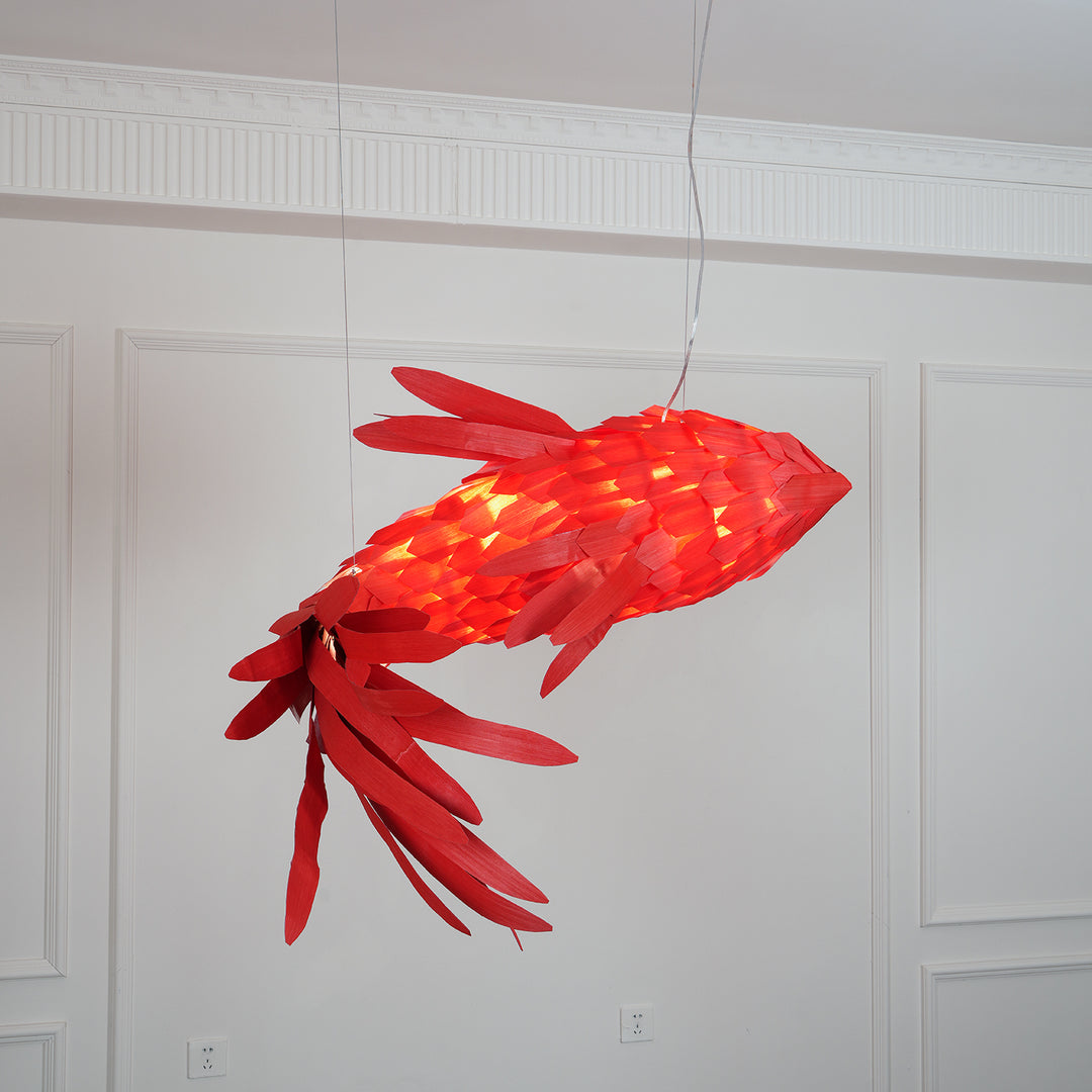 Crimson Swirl Koi Chandelier - Vakkerlight