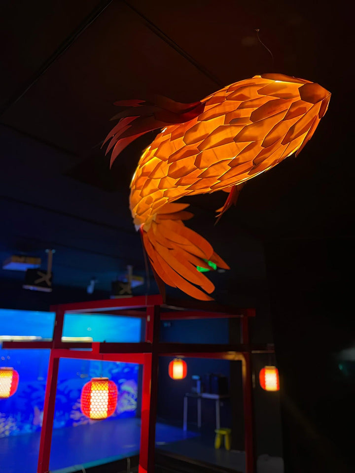 Crimson Swirl Koi Chandelier - Vakkerlight