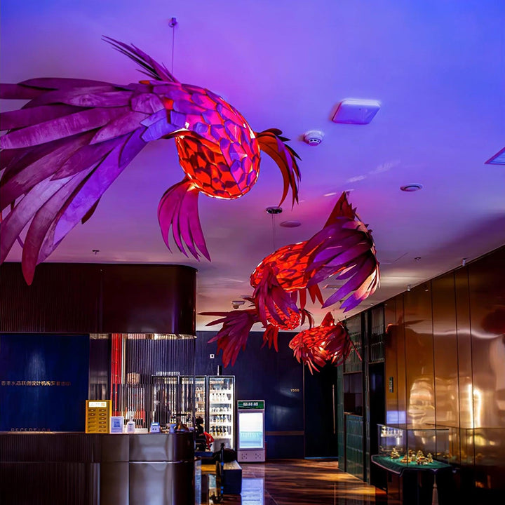 Crimson Swirl Koi Chandelier - Vakkerlight