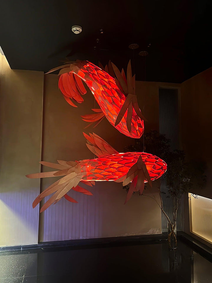 Crimson Swirl Koi Chandelier - Vakkerlight