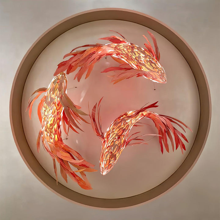 Crimson Swirl Koi Chandelier - Vakkerlight