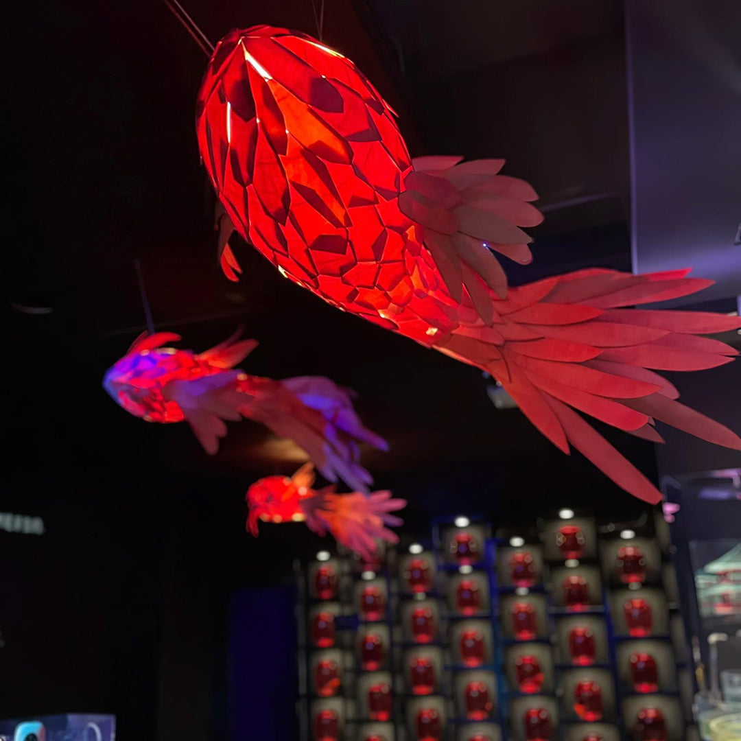 Crimson Swirl Koi Chandelier - Vakkerlight