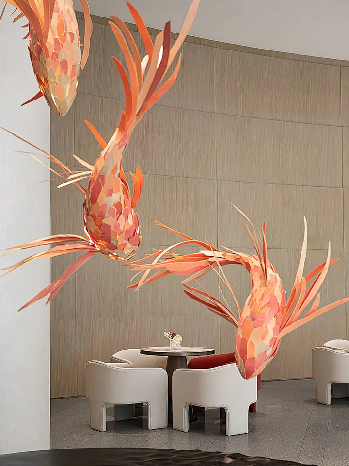 Crimson Swirl Koi Chandelier - Vakkerlight