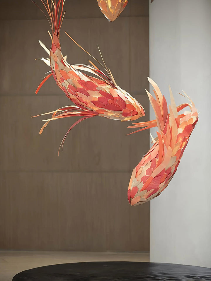 Crimson Swirl Koi Chandelier - Vakkerlight