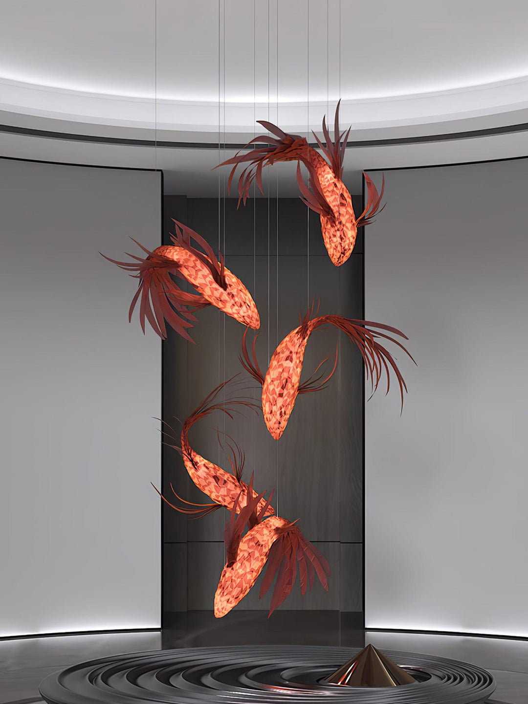 Crimson Swirl Koi Chandelier - Vakkerlight