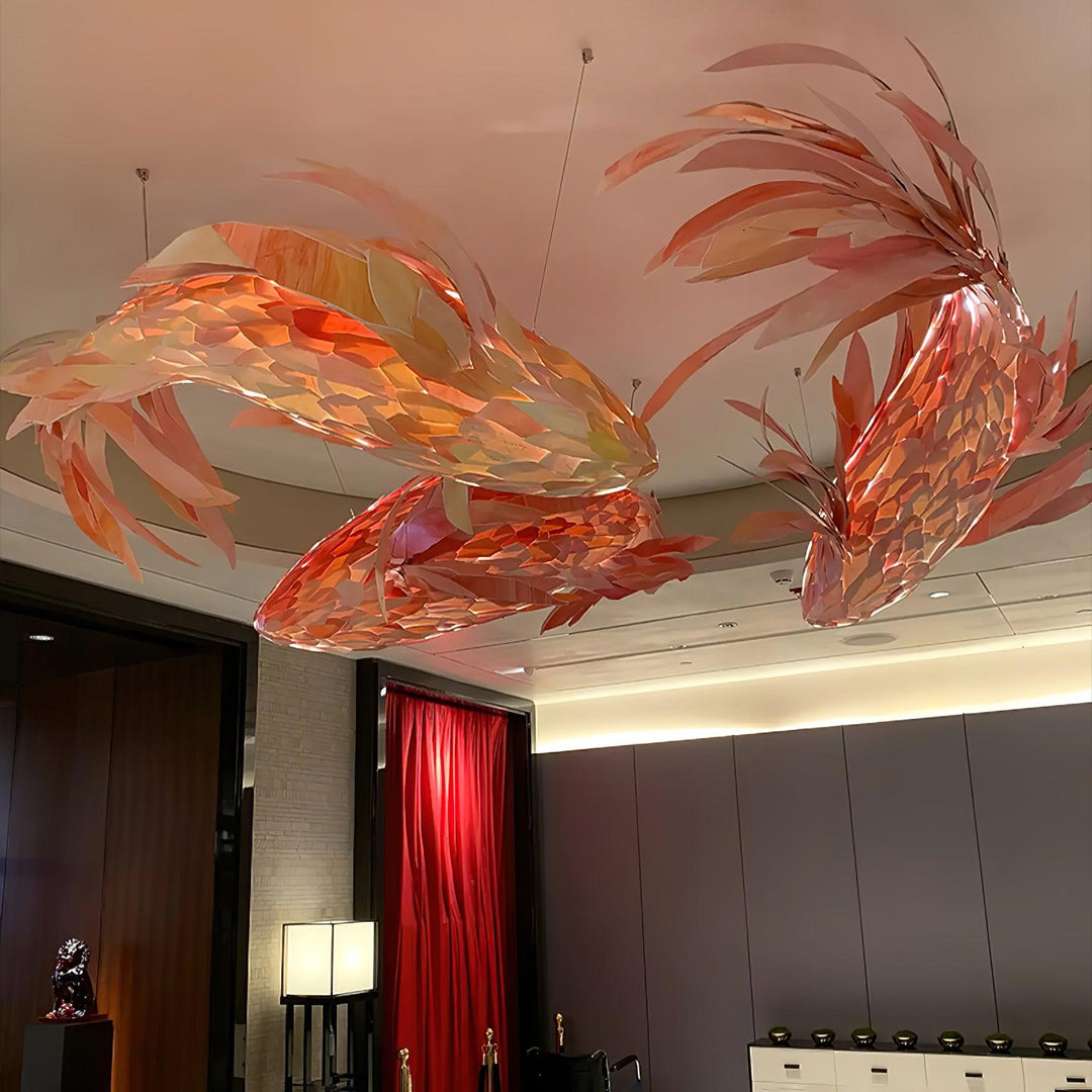 Crimson Swirl Koi Chandelier - Vakkerlight