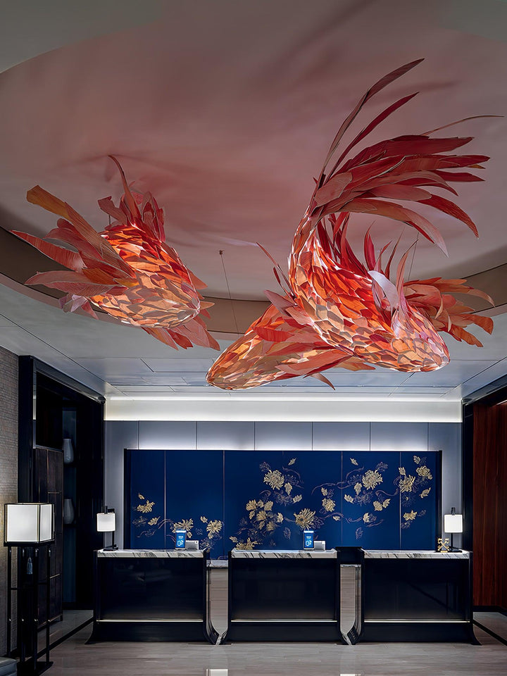 Crimson Swirl Koi Chandelier - Vakkerlight