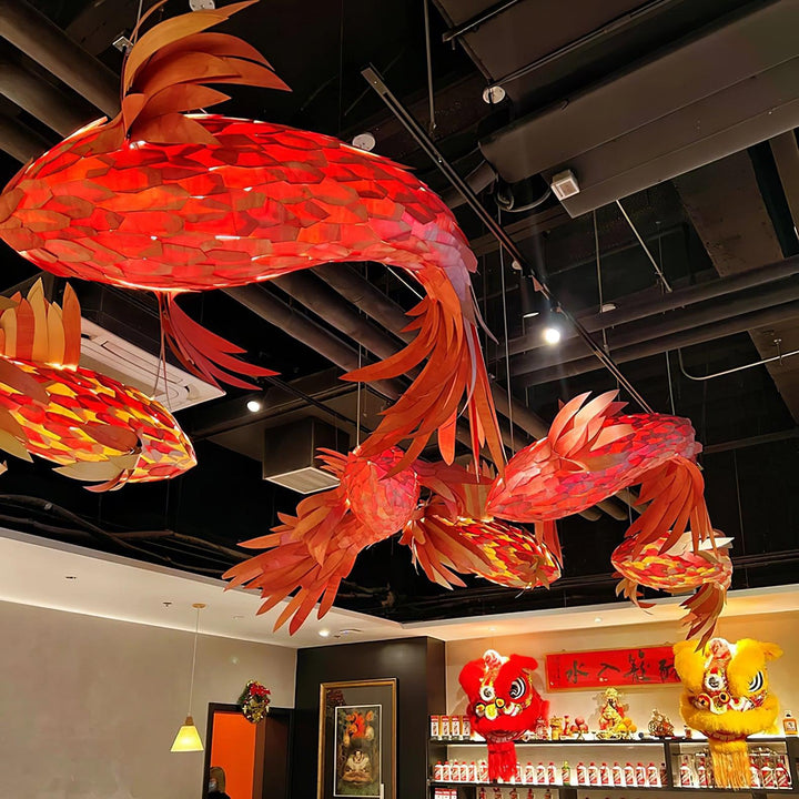 Crimson Swirl Koi Chandelier - Vakkerlight