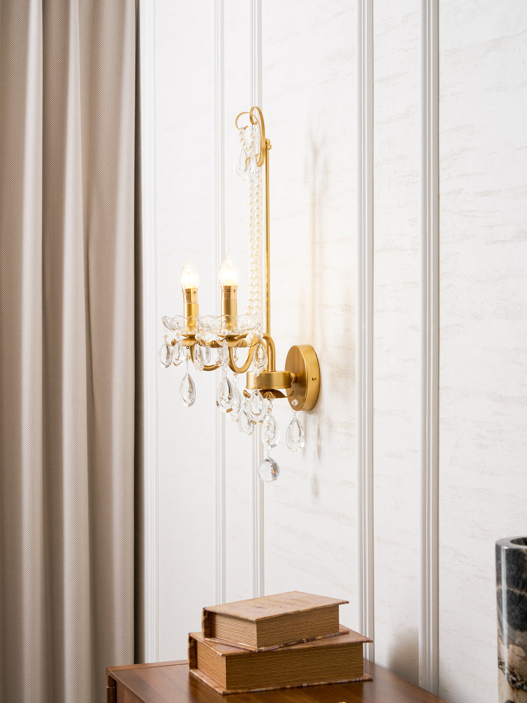 Crystal Pearl Chain Wall Lamp - Vakkerlight