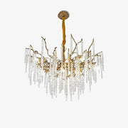 Crystal Icicles Branch Brass Chandelier