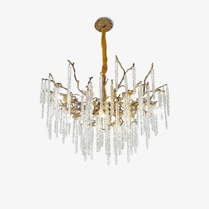 Crystal Icicles Branch Brass Chandelier - Vakkerlight