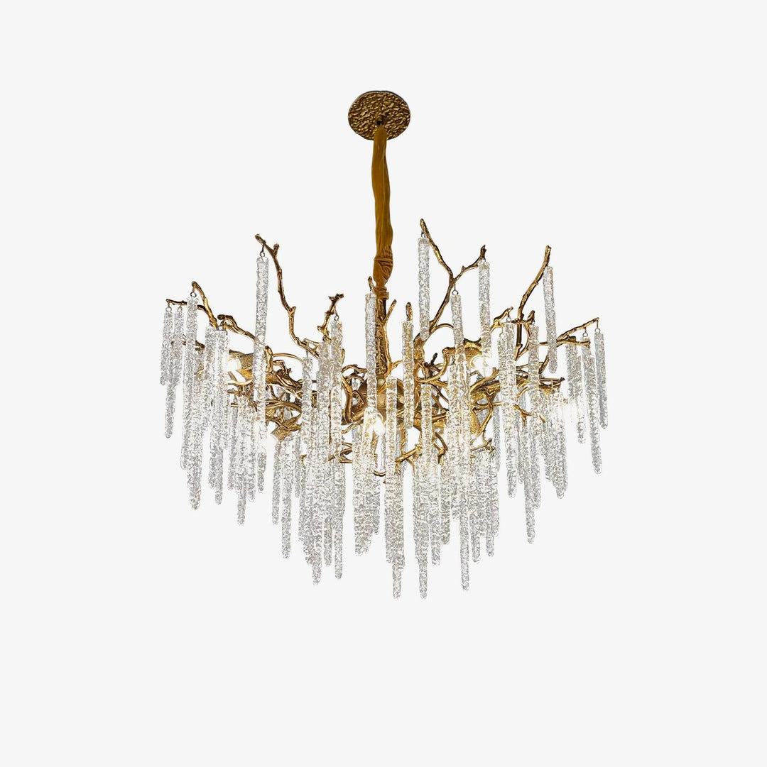 Crystal Icicles Branch Brass Chandelier - Vakkerlight