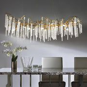 Crystal Icicles Branch Brass Chandelier