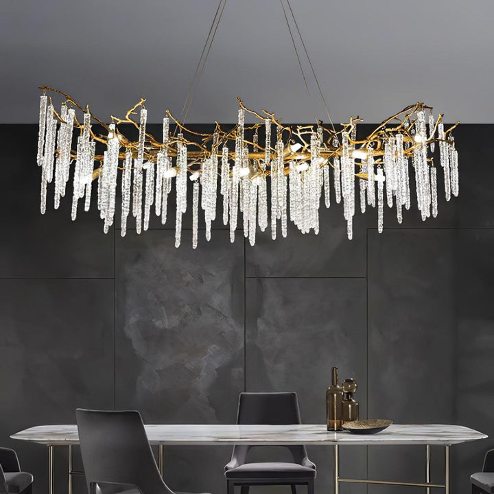 Crystal Icicles Branch Brass Chandelier - Vakkerlight