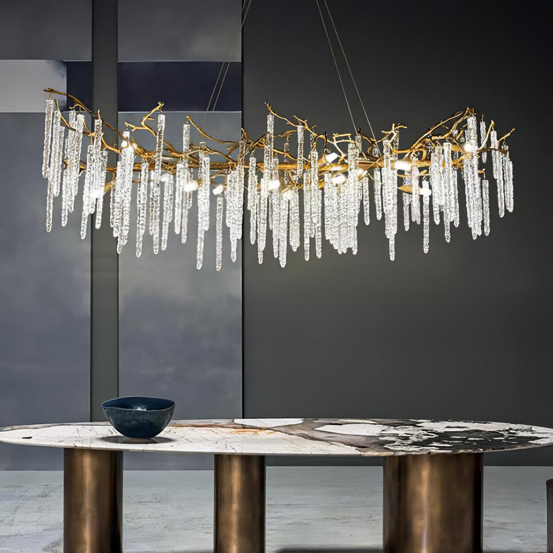 Crystal Icicles Branch Brass Chandelier - Vakkerlight