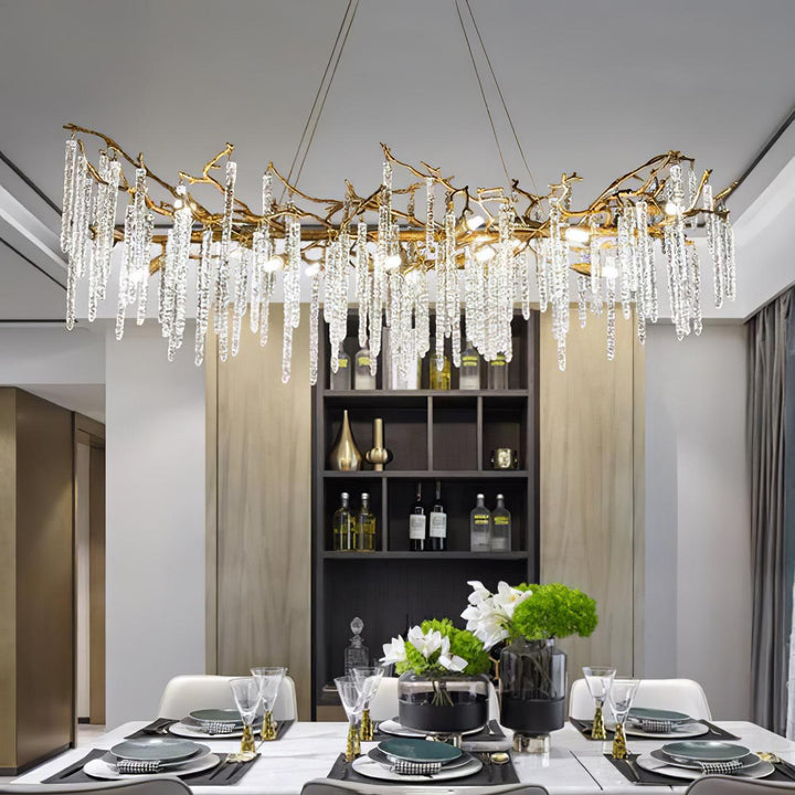 Crystal Icicles Branch Brass Chandelier - Vakkerlight