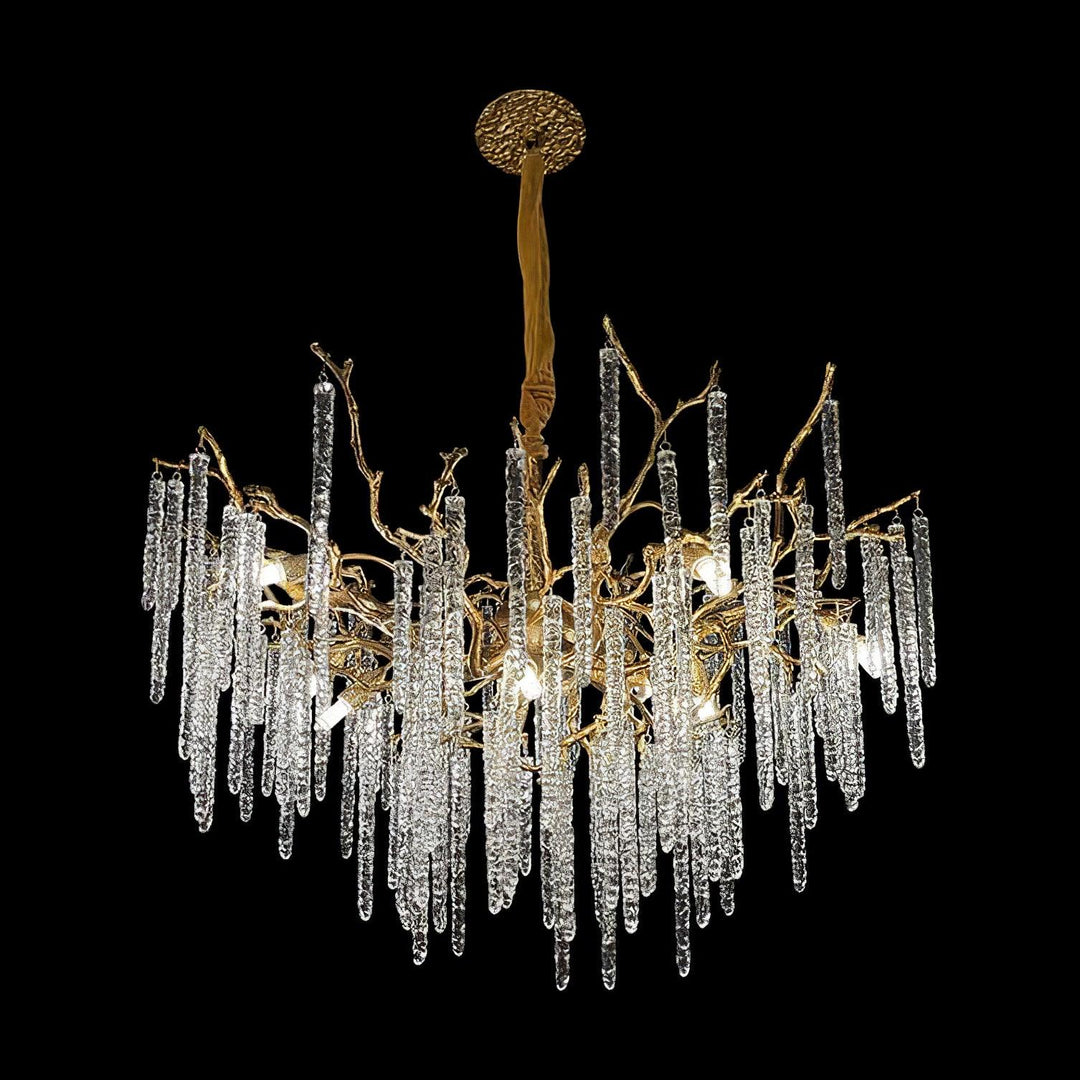 Crystal Icicles Branch Brass Chandelier - Vakkerlight