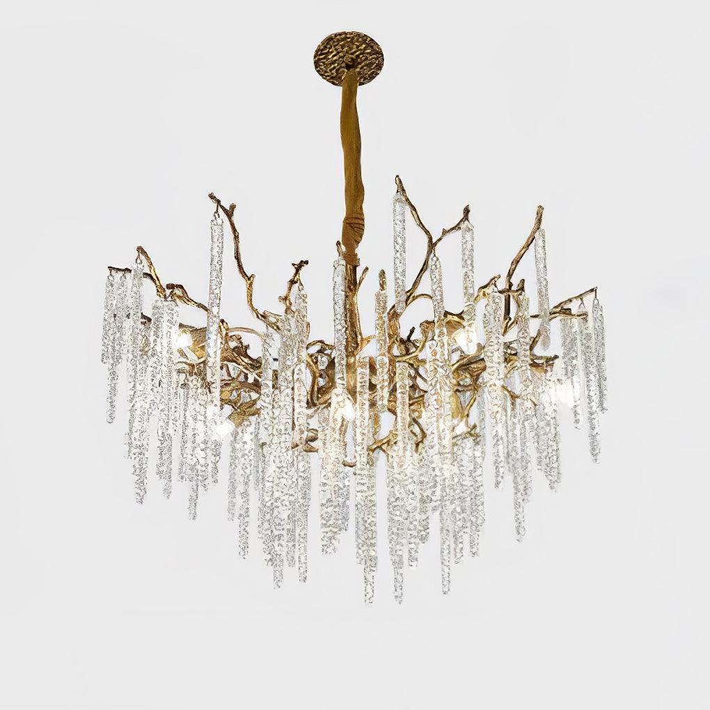 Crystal Icicles Branch Brass Chandelier - Vakkerlight