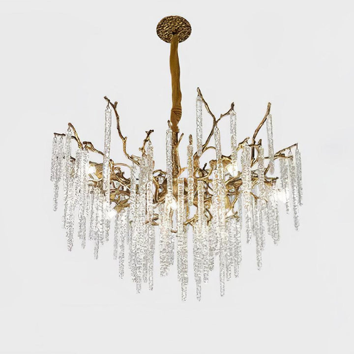 Crystal Icicles Branch Brass Chandelier - Vakkerlight