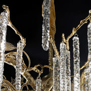 Kristall-Eiszapfen-Zweig-Kronleuchter aus Messing