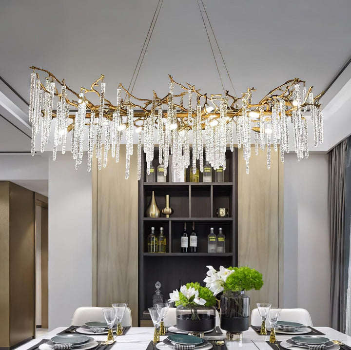 Crystal Icicles Branch Brass Chandelier - Vakkerlight