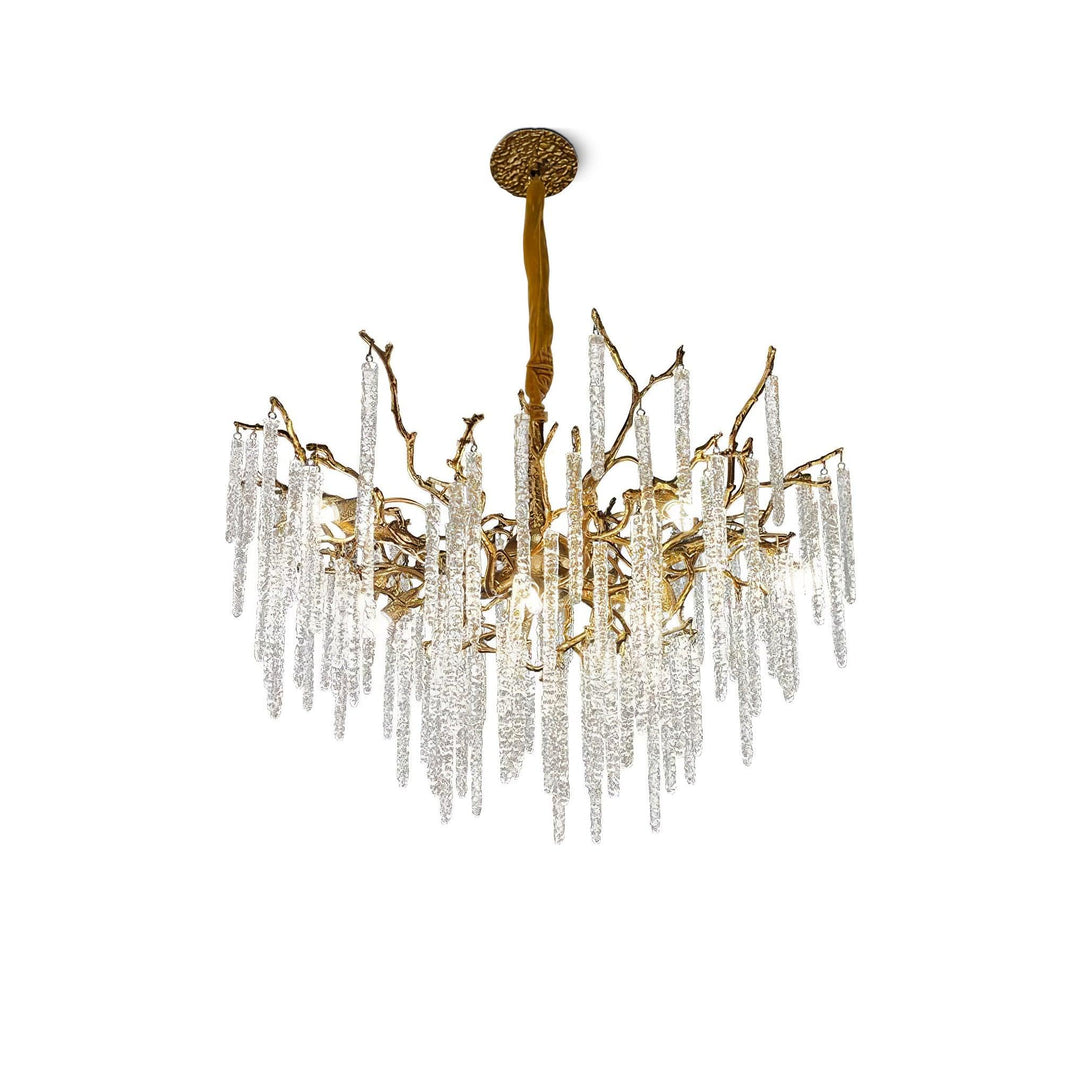 Crystal Icicles Branch Brass Chandelier - Vakkerlight