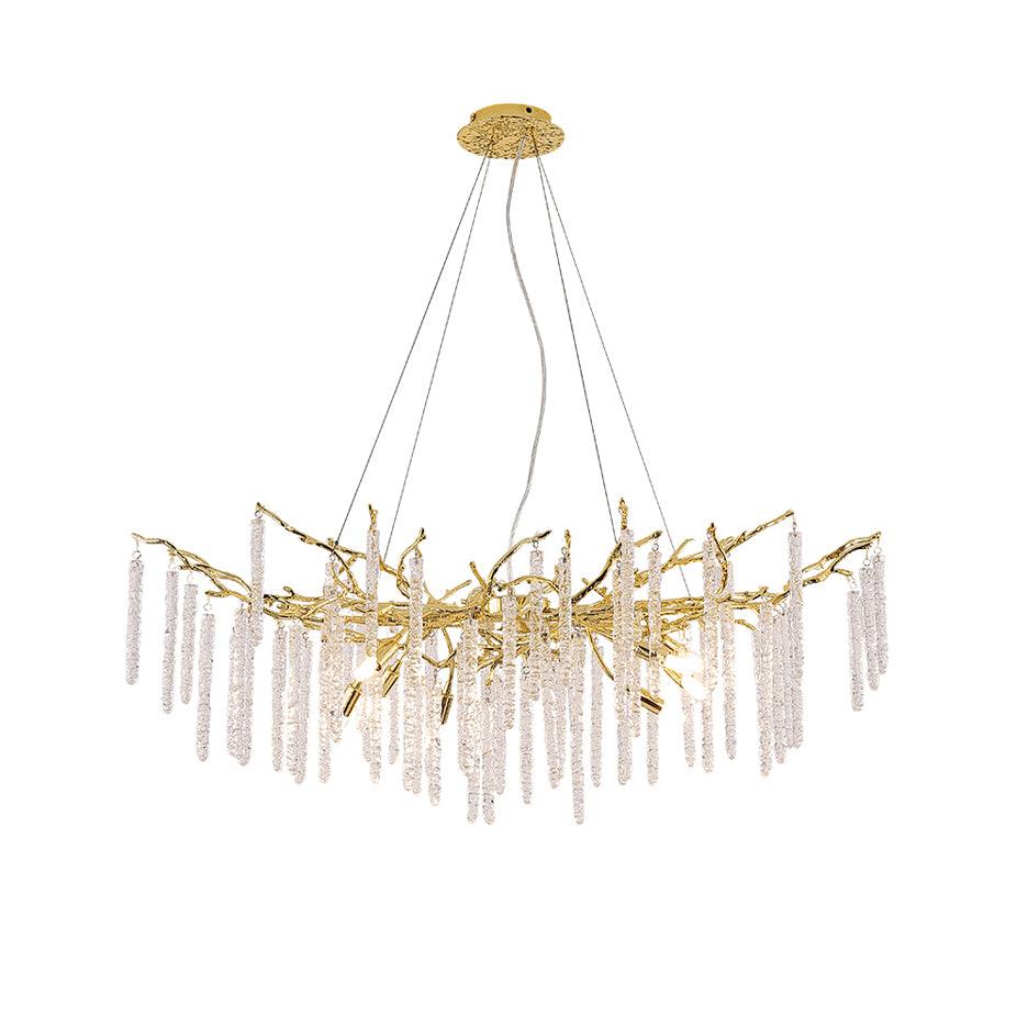 Crystal Icicles Branch Brass Chandelier - Vakkerlight