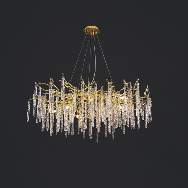 Crystal Icicles Branch Brass Chandelier - Vakkerlight