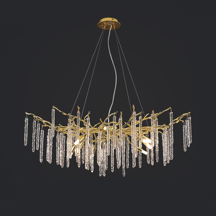 Crystal Icicles Branch Brass Chandelier - Vakkerlight