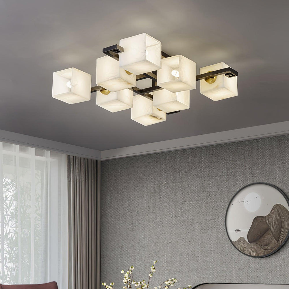 Cubist Alabaster Cluster Ceiling Lamp - Vakkerlight