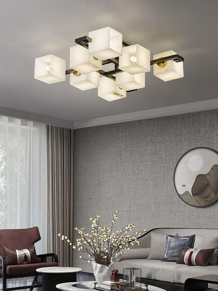 Cubist Alabaster Cluster Ceiling Lamp - Vakkerlight