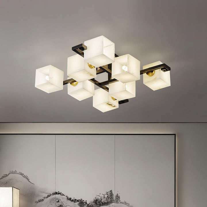 Cubist Alabaster Cluster Ceiling Lamp - Vakkerlight