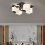 Cubist Alabaster Cluster Ceiling Lamp - Vakkerlight
