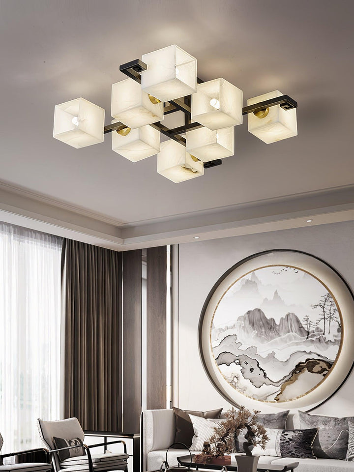 Cubist Alabaster Cluster Ceiling Lamp - Vakkerlight