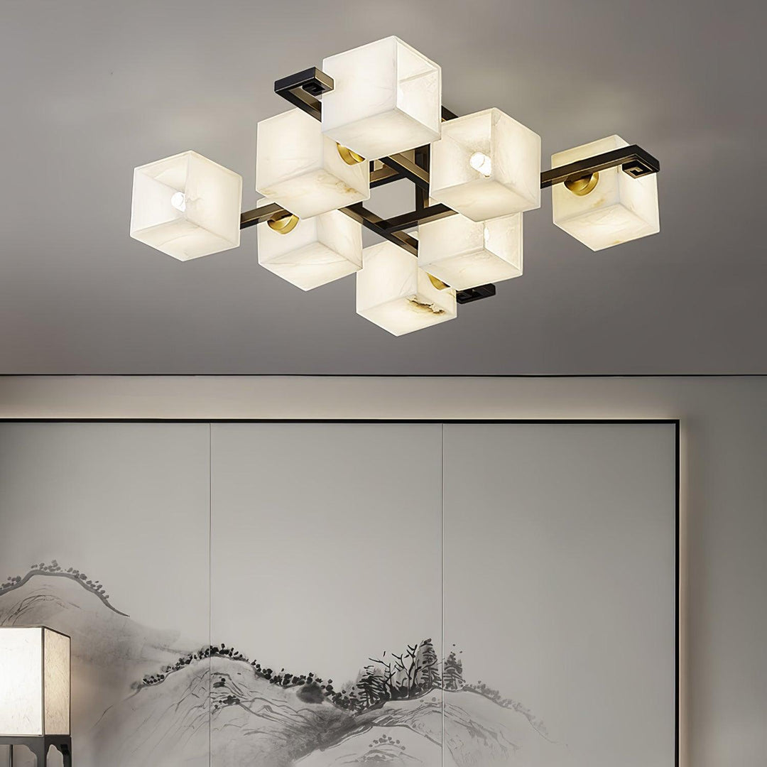 Cubist Alabaster Cluster Ceiling Lamp - Vakkerlight