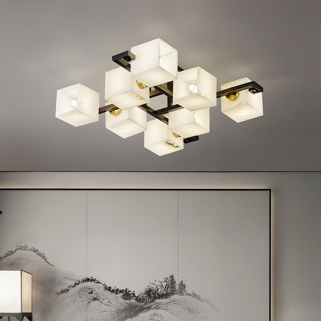 Cubist Alabaster Cluster Ceiling Lamp - Vakkerlight