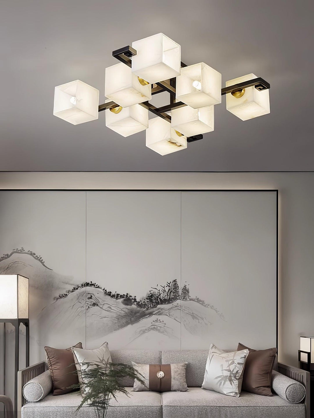 Cubist Alabaster Cluster Ceiling Lamp - Vakkerlight