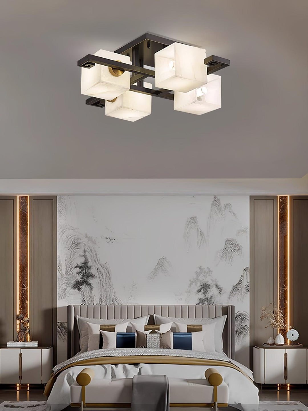 Cubist Alabaster Cluster Ceiling Lamp - Vakkerlight