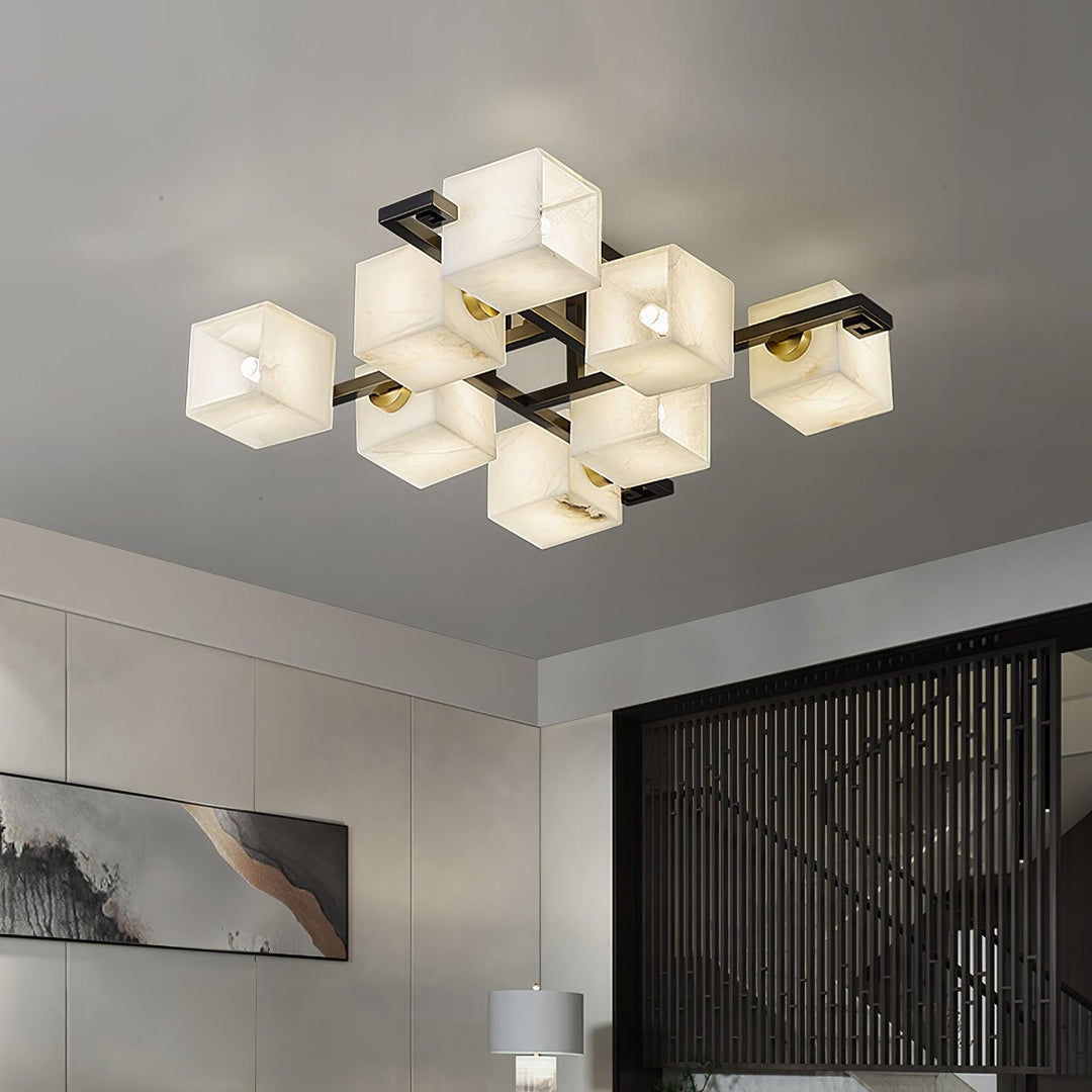 Cubist Alabaster Cluster Ceiling Lamp - Vakkerlight