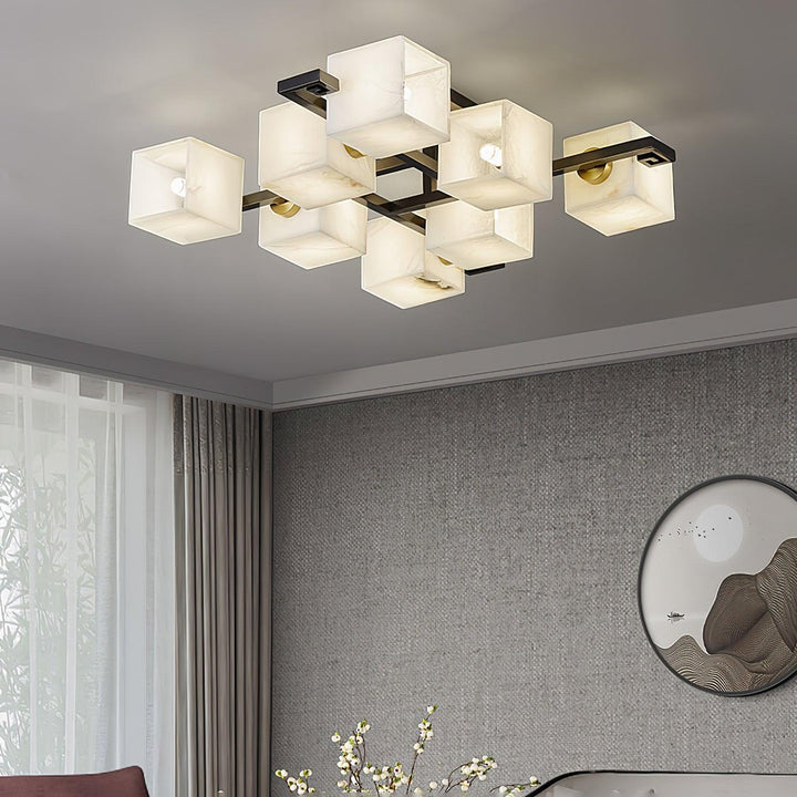 Cubist Alabaster Cluster Ceiling Lamp - Vakkerlight