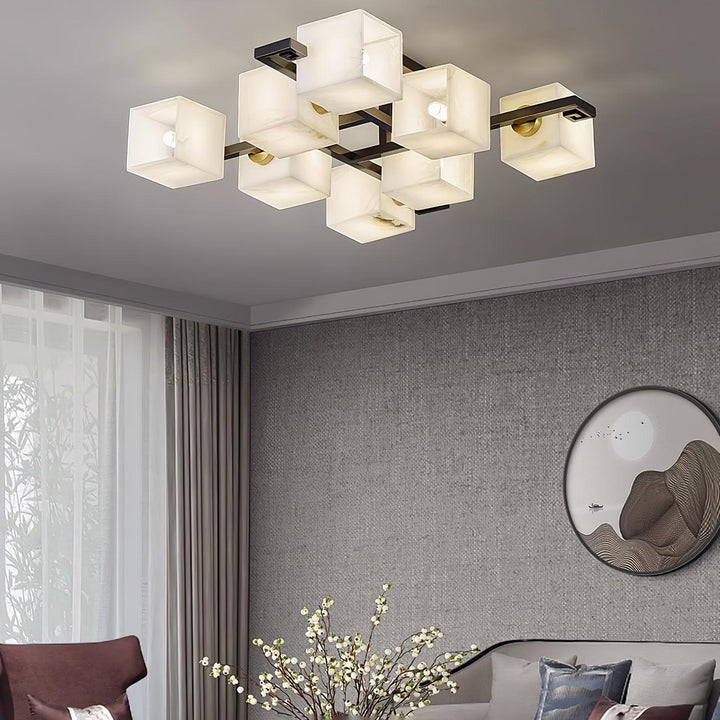 Cubist Alabaster Cluster Ceiling Lamp - Vakkerlight