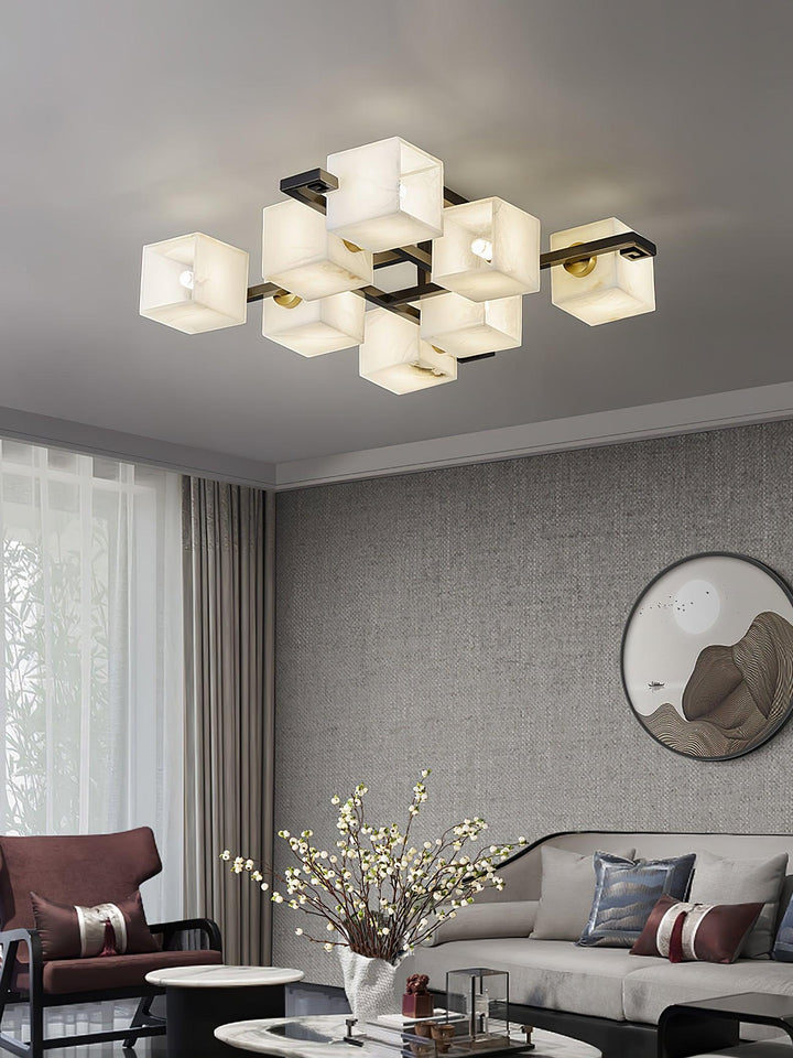 Cubist Alabaster Cluster Ceiling Lamp - Vakkerlight