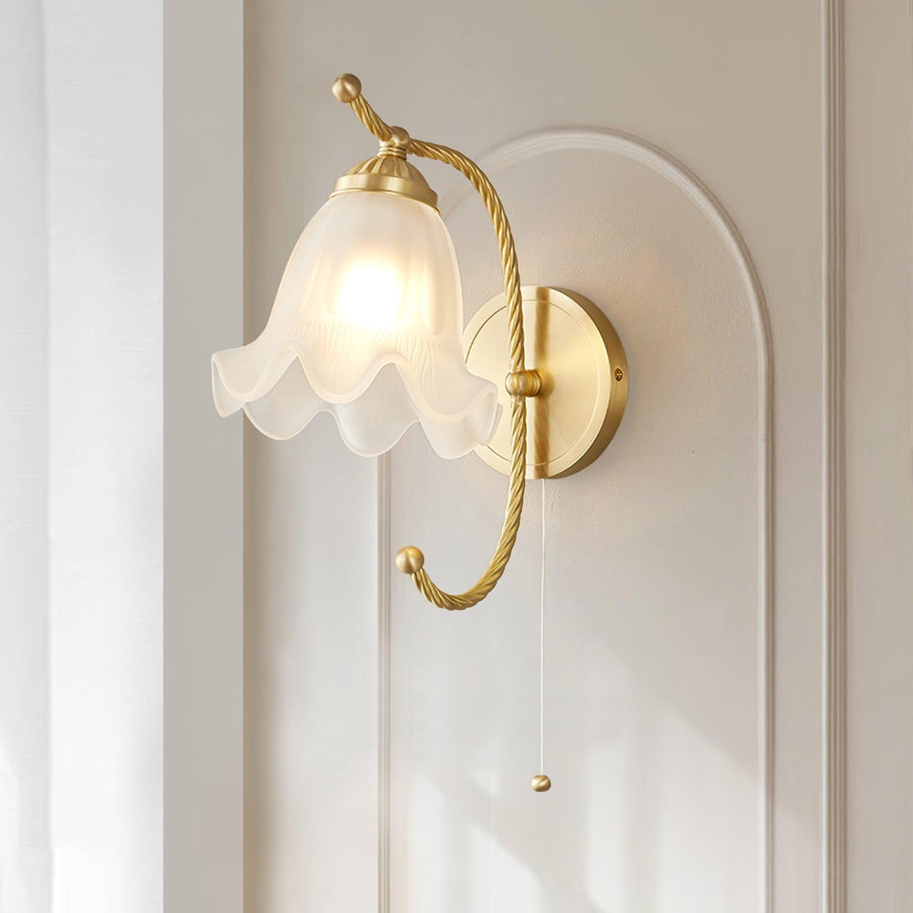 Curved Gooseneck Brass Glass Sconce - Vakkerlight