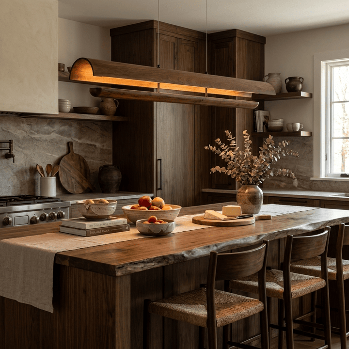 Curved Wood Linear Pendant Light - Vakkerlight