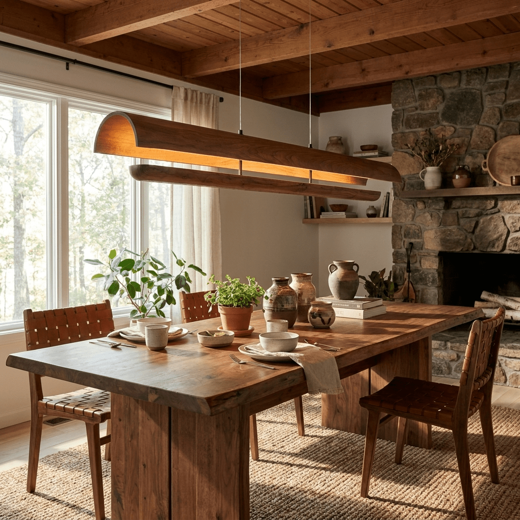 Curved Wood Linear Pendant Light - Vakkerlight