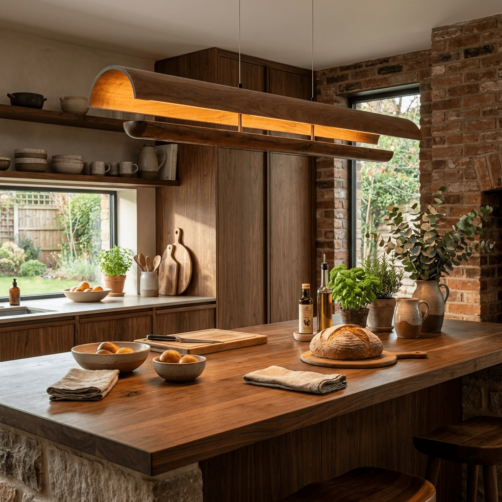 Curved Wood Linear Pendant Light - Vakkerlight