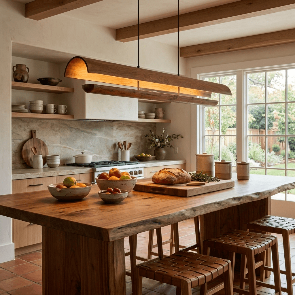 Curved Wood Linear Pendant Light - Vakkerlight