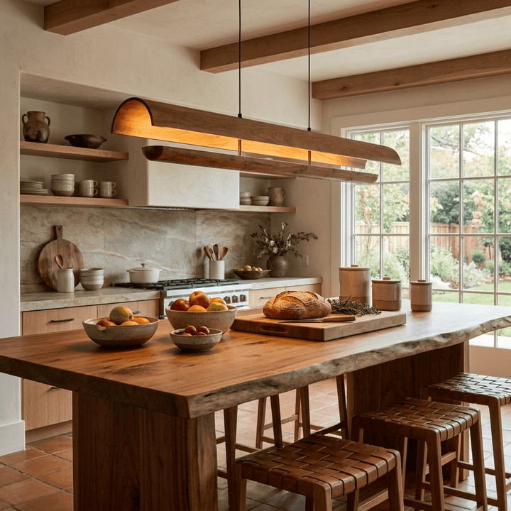 Curved Wood Linear Pendant Light - Vakkerlight
